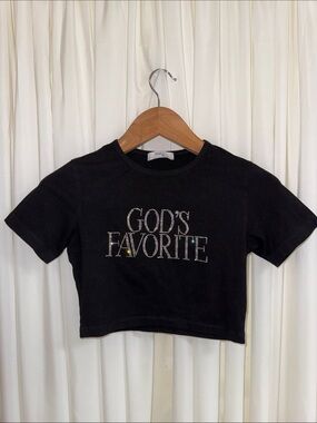 Authentic Praying Graphic Tee with Rhinestone 'GOD'S FAVORITE'